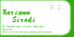 mariann siroki business card